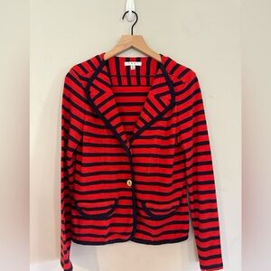 CAbi 224 Au Revoir Nautical Red & Navy Striped Knit Blazer Blazer Medium